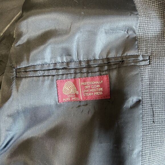 Chas Reed & Co Wool Sportscoat Men 44 Short Charcoal Dark Glen Plaid Vented USA - Picture 5 of 16